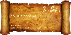 Kola Szabina névjegykártya