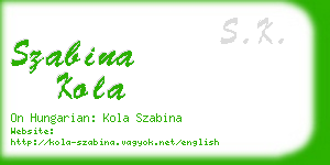 szabina kola business card